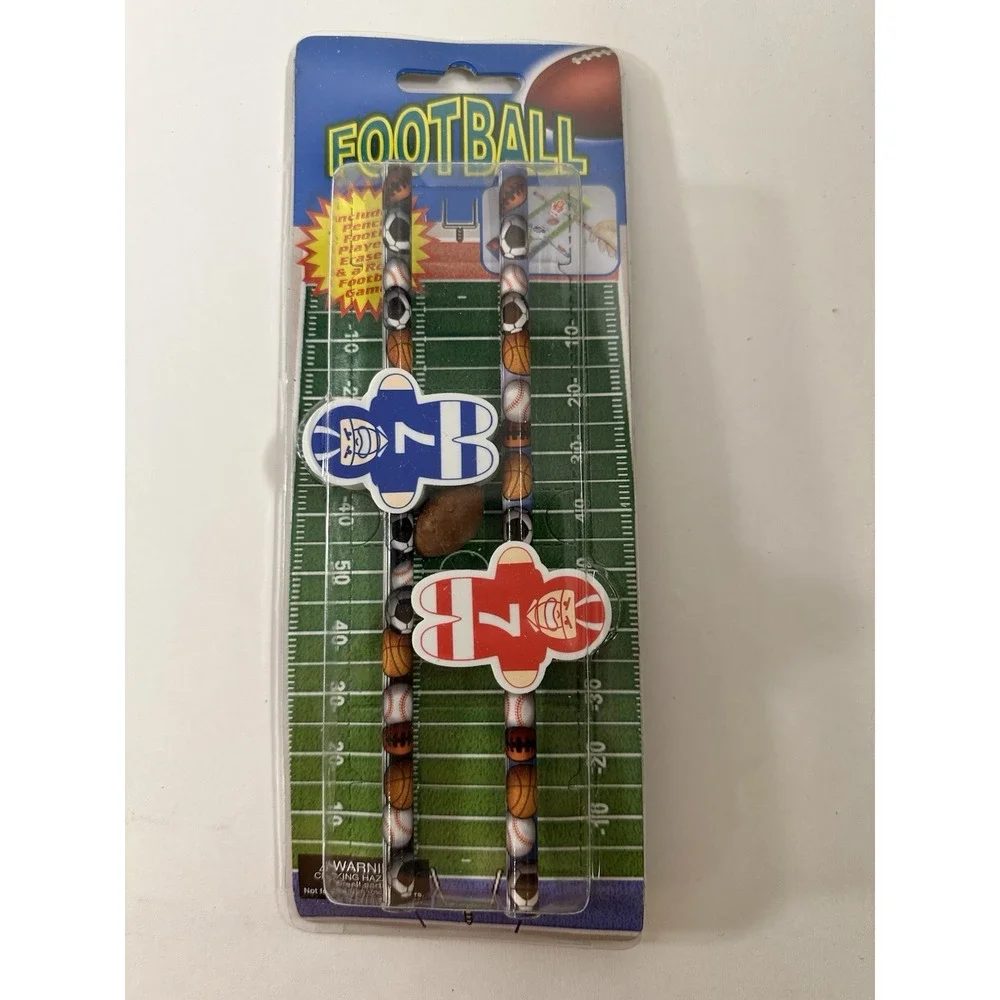 Football Pencil Set Buildable Field Packaging & Ball Eraser Fun Desk Game Gift